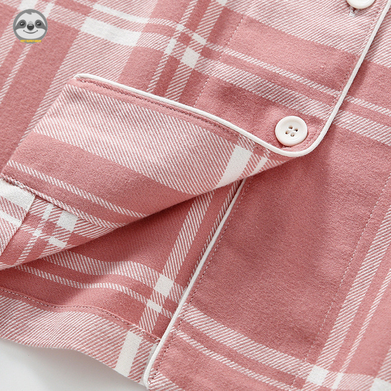 Phong cách Nhật Bản Phong cách Muji / Đồ ngủ Flannel kẻ sọc rộng / Bộ đồ ngủ cặp đôi Cotton / Đồ ngủ kẻ sọc mềm mại thoải mái
