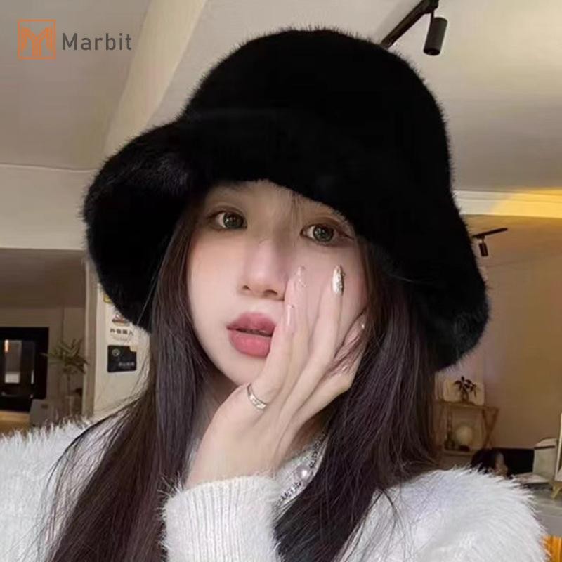 Marbit Mùa Đông Chống Gió Ấm Áp Thời Trang Nữ Màu Trơn Sang Trọng Mũ Xô Lông Tơ Người Cá Mũ Bảo Vệ Tai Panama Mũ Mới