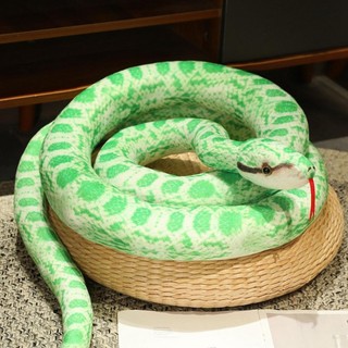 Đồ chơi nhồi bông bằng Python nhân tạo RISEDOT, Đồ chơi rắn khổng lồ 110 / 160cm màu xanh lá cây màu vàng, Giả mô phỏng vui nhộn Động vật nhồi bông Búp bê Bò sát giả vờ