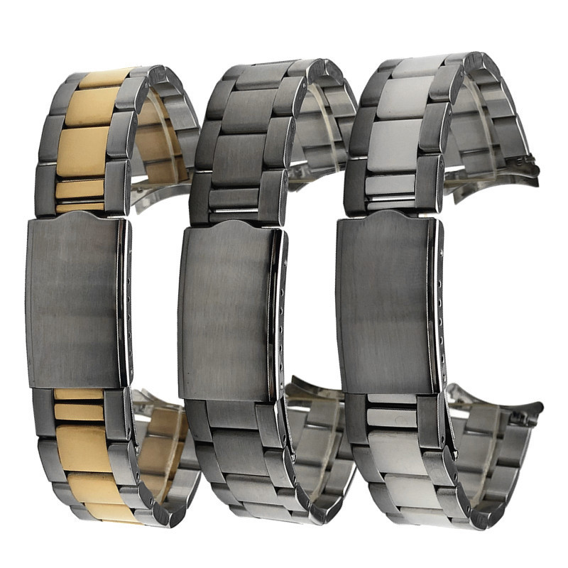 Diver Cong End Dây đeo đồng hồ bằng thép không gỉ 18mm 19mm 20mm 21mm Vòng tay sắt kim loại đa năng Nam Nữ Dây đeo đồng hồ cho SEIKO Lặn Bạc Vàng Mờ Đánh bóng
