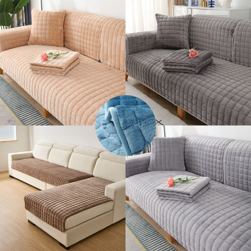 Vải Flannel Sofa Đệm Chống Trơn Trượt Dày Phòng Khách Sofa Trang Trí Bao Vải Ấm Bụi Nhung Mềm Tựa Lưng Tay Khăn