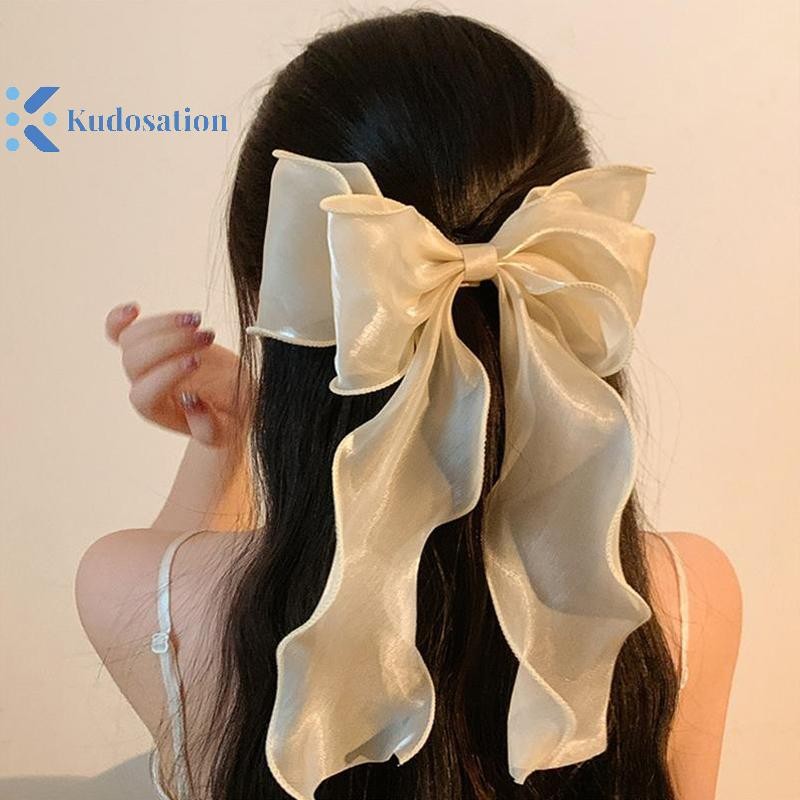 Kudosation Lưới Barrette Nơ Ruy Băng Kẹp Tóc Ngọt Ngào Nhẹ Nhàng Nữ Tính Mặt Sau Của Siêu Cổ Tích Kẹp Tóc Thời Trang Cao Cấp Mũ Phụ Kiện