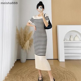 Meisha888 Váy Nữ Sọc Tay Ngắn Cổ Tròn Vỏ Thường Ngày Váy Dài Đẹp