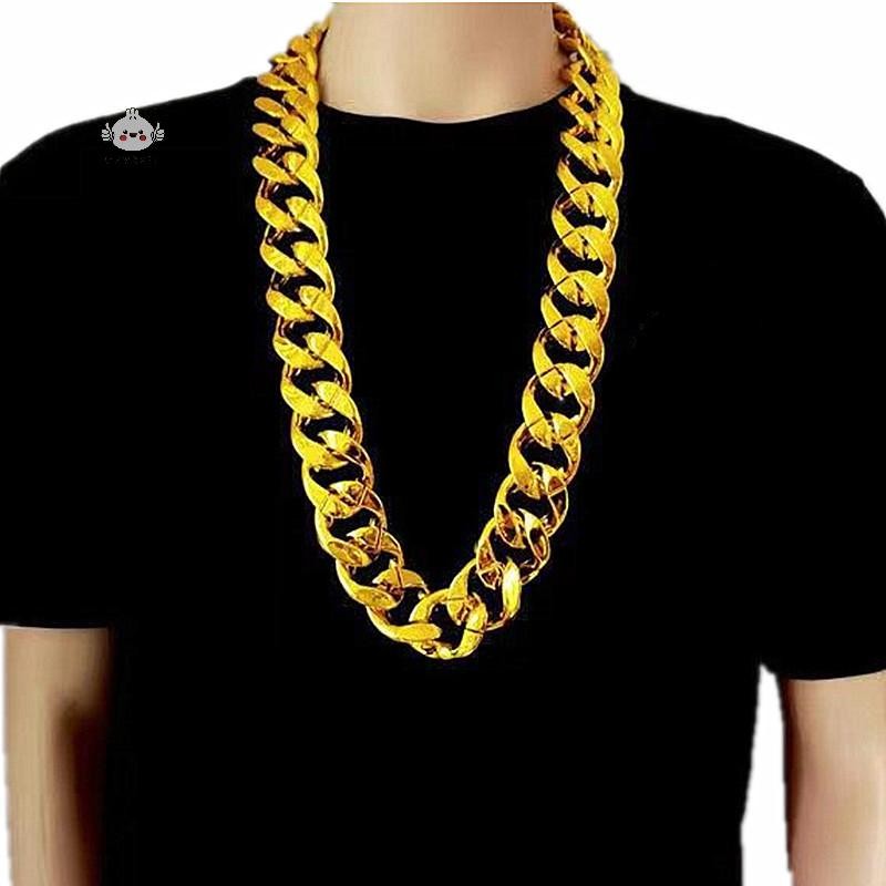 Maybest 50-120cm Quá Khổ Dây Xích Chunky Lớn Màu Vàng Vòng Cổ Hip Hop Punk Gothic Rock Mặt Dây Chuyền Nhựa Đạo Cụ Dự Tiệc {VN}
