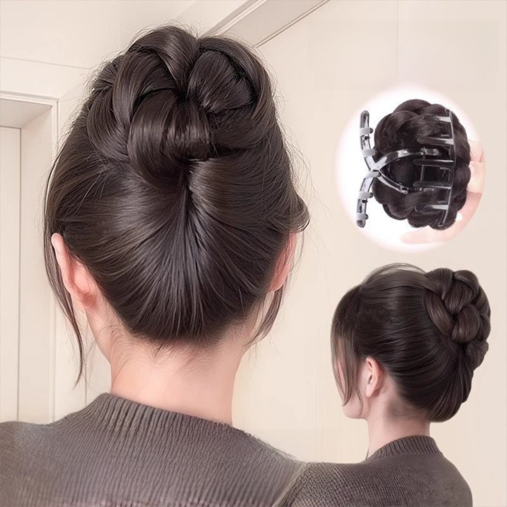 GETVOW Bun Head Tóc Giả Tổng Hợp Nâu Đen, Kẹp Móng Vuốt - Phong Cách Thanh Lịch Và Tự Nhiên