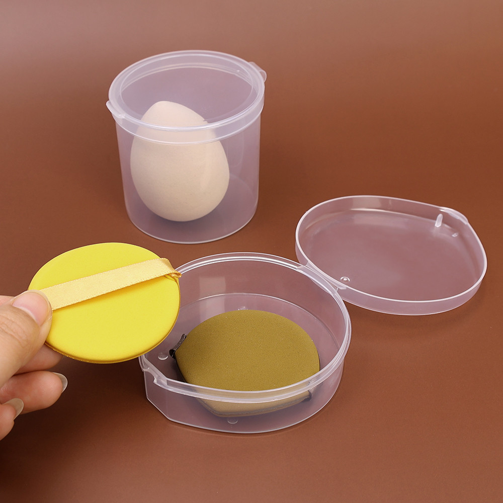 Hộp đựng phấn bột nhựa trong suốt & Bộ miếng bọt biển trang điểm - Hộp đựng mỹ phẩm trứng làm đẹp chống thấm nước