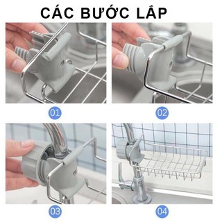 Giá treo vòi inox để giẻ rửa chén bát tiện dụng giúp sắp xếp khu vực bồn rửa gọn gàng #A127