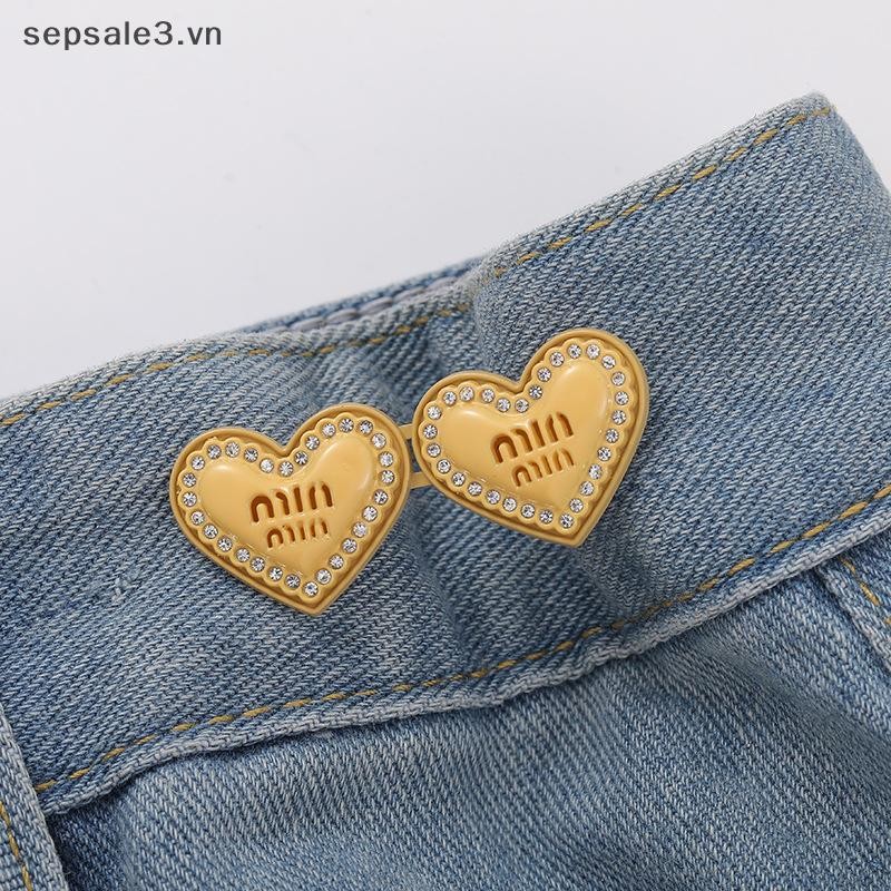 # sepsale # 2 Cái Hình Trái Tim Có Thể Điều Chỉnh Nút Jean Khóa Eo Quần Chụp Khóa Mở Rộng Thay Thế Nút Quần Jean Đính Kèm Chân.