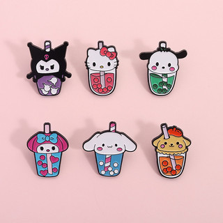 Sanrio Rơm Cốc Ngọc Trai Trà Sữa Men Trâm Dễ Thương Cá Tính Giai Điệu Hello Kitty Kuromi Huy Hiệu Kim Loại Pin Quà Tặng Cho Bạn Bè