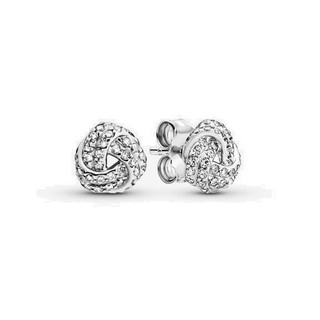 Hàng hóa tại chỗ 925S Bông tai bạc thật với nút thắt sáng bóng