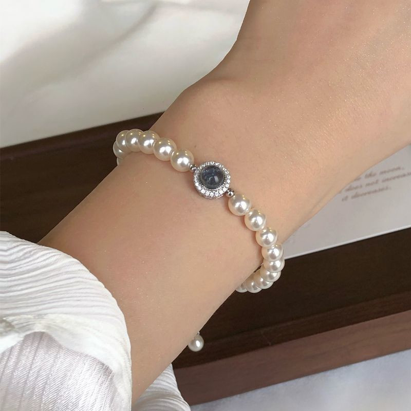 Vòng tay hạt ngọc trai nước ngọt Aquamarine tự nhiên sang trọng nhẹ nhàng với thiết kế độc đáo