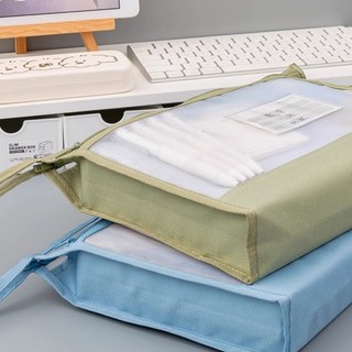 Túi đựng hồ sơ lưới trong suốt dày 5cm hai lớp A4 chắc chắn và bền bỉ Túi lưu trữ tài liệu có thể khóa kéo dung lượng lớn