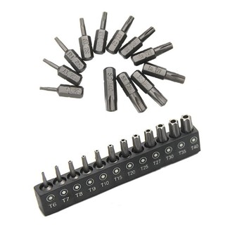 [Fuxin] 12 chiếc cho Bộ tuốc nơ vít Torx T6-T40 25mm 1 / 4 Inch Chuôi lục giác để chế biến gỗ