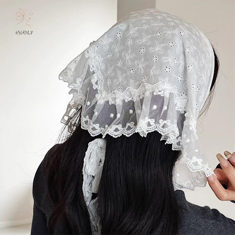 HNKMP Hàn Quốc Ren Tam Giác Khăn Trùm Đầu Phong Cách Phương Tây Hỗn Hợp Chồng chéo Tam Giác Khăn Nửa Thân Váy Mông Rèm Nữ.