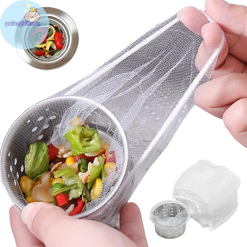 Pufangbliss 100 Cái Dùng Một Lần Bồn Rửa Nhà Bếp Lọc Lưới Cống Lọc Rác Bữa Ăn Dư Lượng Bể Bơi Túi Lưới Thoát Nước Màn Hình Bồn Rửa Lưới Rác VN