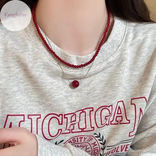 K2nightfee Vintage Đỏ Đính Hạt Dây Chuyền Nữ Phong Cách Trung Hoa Hạt Thủy Tinh Vòng Cổ Tinh Tế Thanh Lịch Choker Thẩm Mỹ Phụ Kiện Trang Sức VN