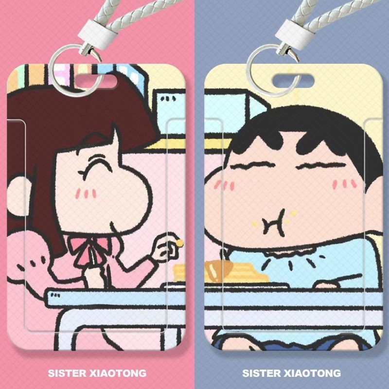 Crayon Shin chan đựng thẻ trượt cặp đôi sinh viên, thẻ bữa ăn, thẻ xe buýt, vỏ bảo vệ thẻ ID, hộp đựng thẻ truy cập