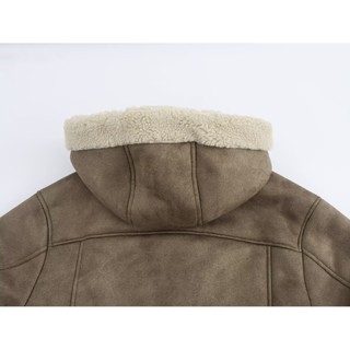 Áo Zara made in Morocco da lộn phối lông cừu nhân tạo cá tính