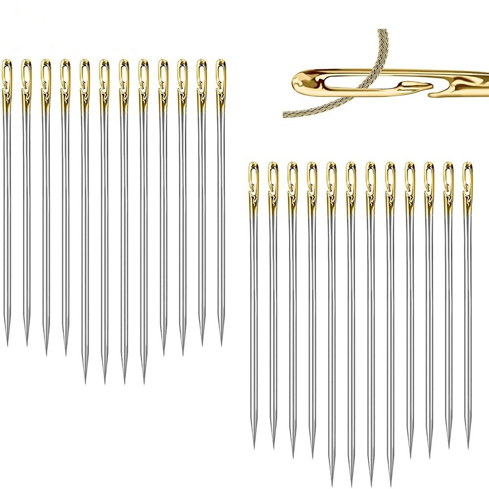 Bộ 12 Kim May Vá Mới Không Cần Xỏ Chỉ Có Dây Móc Trong Đuôi Mở Bằng Thép Không Gỉ DIY Dành Cho Người Lớn Tuổi Darning