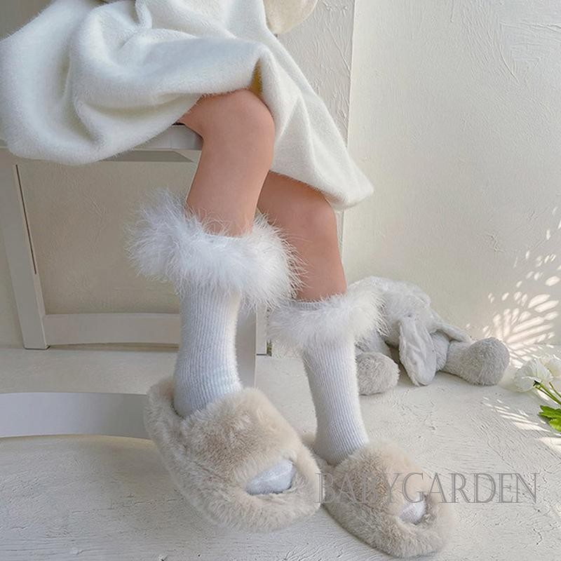 / / -1-13 Tuổi Bé Gái Tất Dài Lông Ngọt Ngào Chắp Vá Mềm Co Giãn Nhẹ Giáng Sinh Tất
