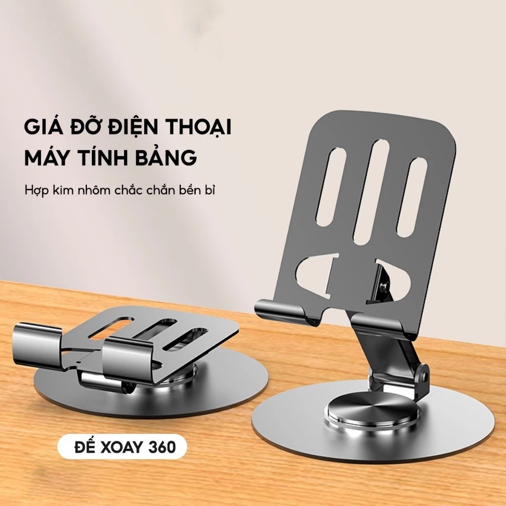 Giá Đỡ Điện Thoại Máy Tính Bảng Xoay 360 Hợp Kim Nhôm, Kệ Điện Thoại Xem Phim Livestream FE123