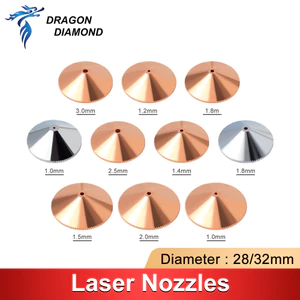 10 Chiếc Rồng Kim Cương Dia.28 / 32mm H15 Calibre 0.8-5.0 Vòi Phun Laser Hàn Đơn / Đôi Lớp Cho Sợi Laser Cắt Máy CNC