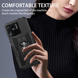 Dành Cho Redmi 10C Ốp điện thoại PC Cứng Lưng Mềm TPU Edge Bảo Vệ Camera Nhẫn Giá Đỡ Chân Đế Chống Sốc Mỏng Vỏ