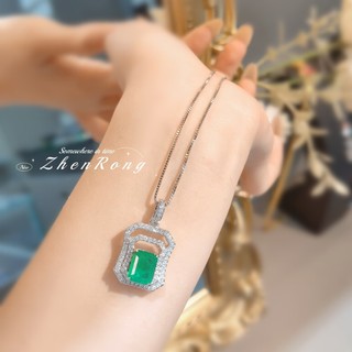 Châu Âu Mỹ ins Vòng cổ ngọc lục bảo kim cương phong cách mới dành cho nữ