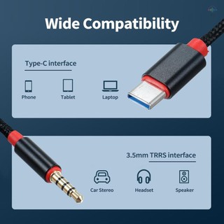Cáp âm thanh nam Type-C sang 3,5 mm TRRS nam 3.12ft USB-C sang 3,5 mm Dây chuyển đổi âm thanh nổi trên ô tô / gia đình, 3.12ft Đen