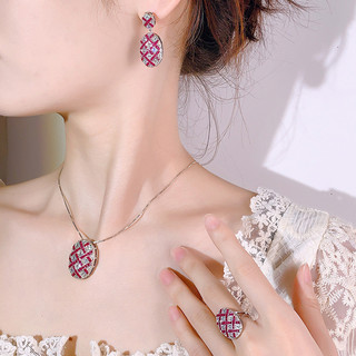 Châu Âu Mỹ ins Phong Cách Mới Kim Cương Ruby Hình Học Phù Hợp Với Nữ