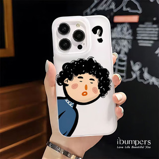 ibumpers Ốp Điện Thoại iPhone Dễ Thương Hoạt Hình Lông Xoăn Họa Tiết Cặp Đôi Ốp Lưng Trong Suốt Nhám Mờ Chống Bẩn Chống Sốc Cho IPhone 16 15 14 12 13 11 Pro Max IP 7 8 Plus X XS XR