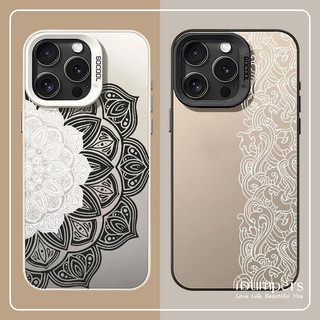 ibumpers Ốp Điện Thoại iPhone Họa Tiết Mandala Bohemian Tinh Tế Cho IPhone 16 15 14 12 13 11 Pro Max Ốp Lưng IMD Cứng Và Nhẵn