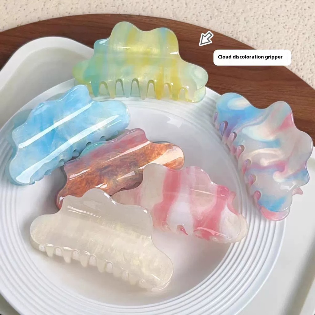 [Yunyuan] Kẹp lấy thay đổi màu sắc Đám mây Acrylic đổi màu sắc Cảm giác cao cấp Kẹp tóc đuôi ngựa Dopamine tươi mát và tinh tế Kẹp tóc thanh lịch cá tính Phụ nữ