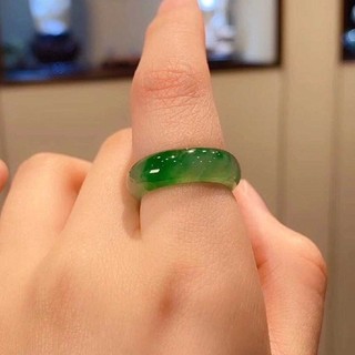 Nhẫn ngọc bích đá lạnh xanh Myanmar, đá ngọc bích trong suốt, loại A, đá thạch anh unisex, kích thước 4.4 Z6BT
