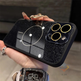 Ốp Cứng Từ Tính Lấp Lánh Cho iPhone 16 Pro Max 15 14 13 12 11 Pro Max & 15 / 16Plus Có Nắp Ống Kính Máy Ảnh Mặt Sau Cứng Chống Sốc Chống Phai Màu