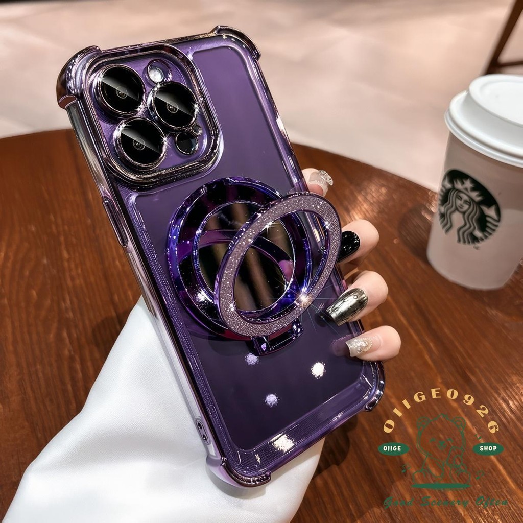 Chống Rơi Gương Từ Giá Đỡ Ốp Lưng Điện Thoại iphone16 Pro Max 15 14 13 12 11 Vỏ Cho iPhone Vỏ Silicon Mềm TPU Chống Sốc