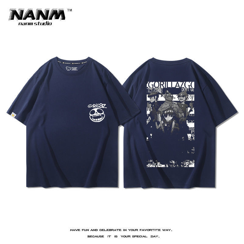Street Fighter Gorillaz Ban Nhạc Áo Thun Tay Ngắn Nam Nữ Cặp Đôi Hoạt Hình Mỹ Cao Cấp Phong Cách Rock ins Nửa Tay
