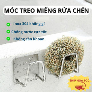 Móc Dán Inox 304 Gắn Bồn Rửa Chống Gỉ Myd.23 Móc Tường Chữ A Treo Đồ Bếp