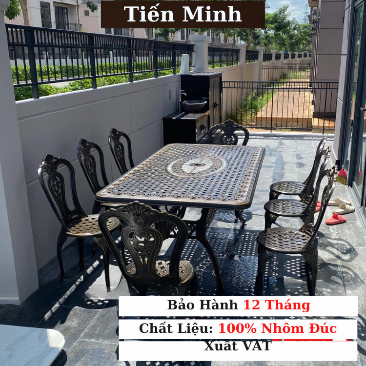 Bộ bàn ghế sân vườn ngoài trời HCN Bộ bàn ghế ban công ngoài trời nhôm đúc Bàn ghế ngoài trời - BO26