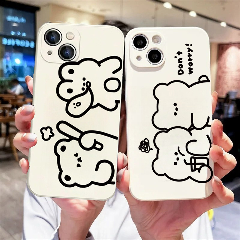 Ốp Lưng Cho Samsung Galaxy NOTE 20 S25 S24 Ultra 10 Lite S10 Plus 8 J7 PRIME M33 M53 A56 A06 A16 A55 Vỏ Dễ Thương Ngộ nghĩnh Cặp Đôi Gấu Dễ Thương Silicon Mềm Bảo Vệ Toàn Diện