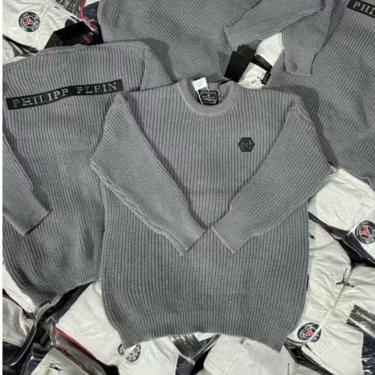 Áo Sweter Philipp Logo 2 Mặt Chữ Sắt KCloser Áo Len Cổ Tròn Dày Dặn Dáng Rộng Nam Nữ NA579