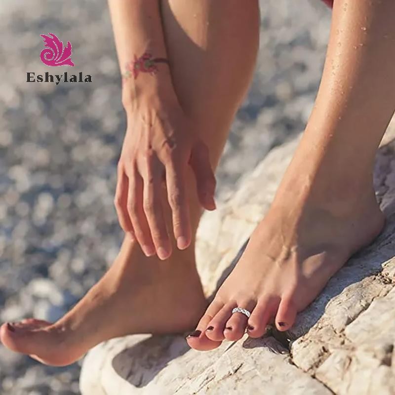 Eshylala Nhẫn Ngón Chân Vàng 18K Có Thể Điều Chỉnh Cho Nữ Đi Biển Mở Ngón Chân Nhẫn Hoa Mũi Tên Đuôi Pinky Ban Nhạc Nhẫn Chân Trần Trang Sức [MỚI]