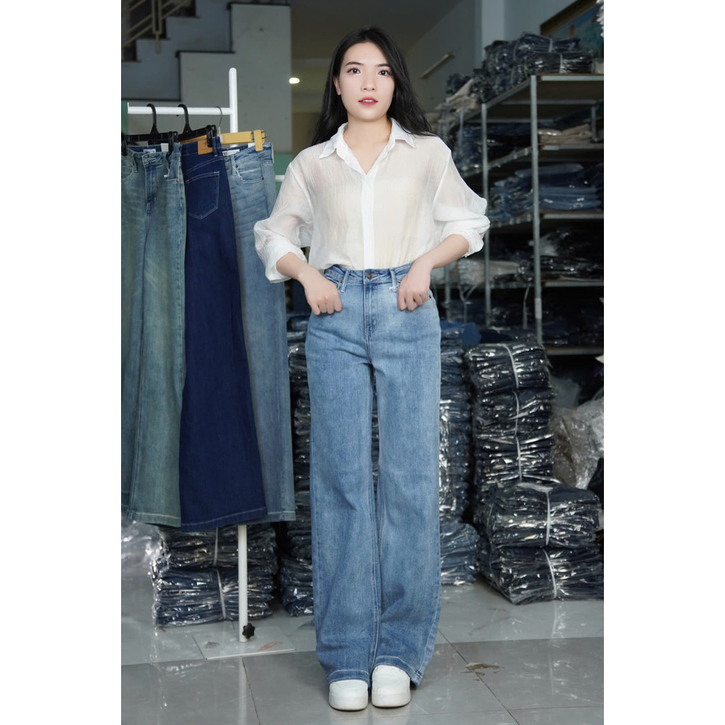 Ảnh TTTHAO - Quần Jeans Suông Cao Cấp Siêu Mát Lưng Cao Dài 103cm J7 4