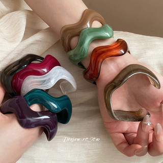 DREJEW Vòng tay mở acrylic gợn sóng không đều vòng tay rừng đơn giản dành cho nữ trang sức cảm ứng cao cấp thích hợp
