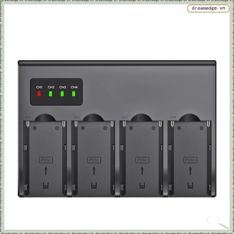 [dreamedge] Bộ sạc pin máy ảnh kỹ thuật số 4 kênh NP F960 NPF970 NP-F970 W Màn hình LCD NP-F550 F750 F970 (Phích cắm US) Dễ dàng cài đặt Dễ dàng sử dụng