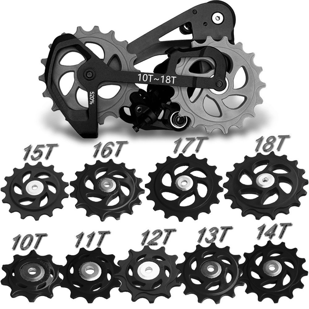 [Smellshi] 10-18T Xe Đạp Phía Sau Mech Derailleur Ròng Rọc Bánh Xe Mang Đường Cho Xe Đạp Lai