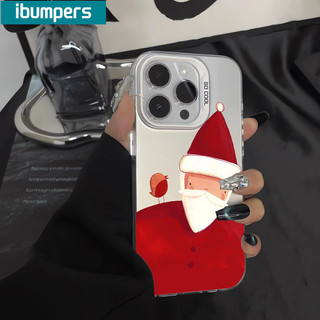 ibumpers Ốp Lưng iPhone Cute Màu Đỏ Ông Già noel Họa Tiết Ốp Điện Thoại IMD Cứng Trơn Chống Sốc Chống Bẩn Giáng Sinh Cho Iphone 16 15 14 12 13 11 Pro Max