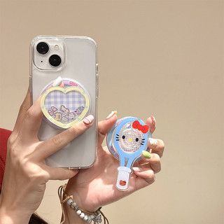 Màu KT Mèo Hoạt Hình Tròn Từ Tính Giá Đỡ Điện Thoại Cho IPhone 16 15 14 13 12 Pro Max 14 Plus Có Thể Gập Lại Pop Ring Grip Co Giãn Để Bàn Đứng P5