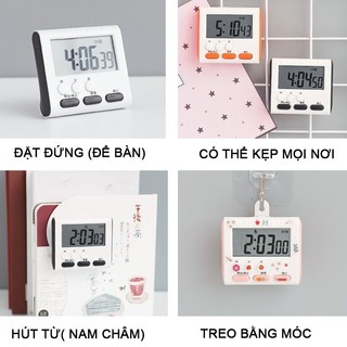 Đồng Hồ Bấm Giờ Điện Tử Mini Đồng Hồ Đếm Ngược Báo Thức Hẹn Giờ Học Tập Nấu Ăn