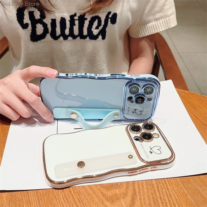 Ốp Mạ Sang Trọng Cho iphone 13 12 11 Pro Plus Trái Tim Tình Yêu Họa Tiết Bên Dây Đeo Cổ Tay Điện Thoại Chống Sốc Cove